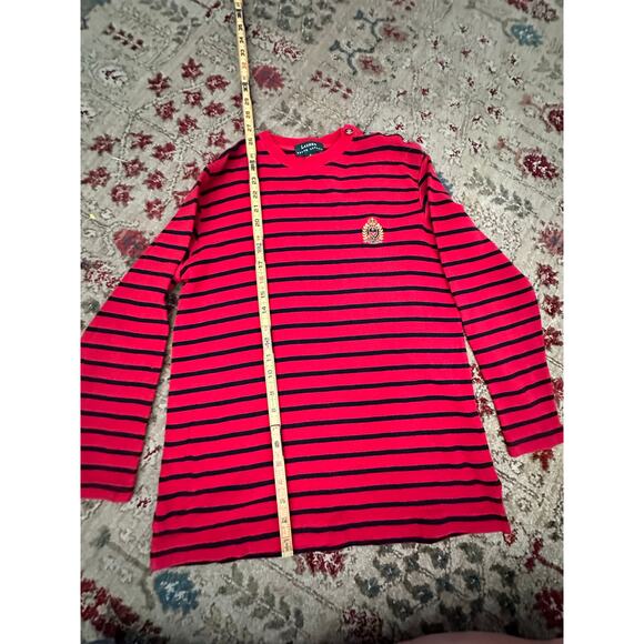 Vintage Lauren Ralph Lauren Red Blue Striped embroidered crest thermal SZ Small - Picture 4 of 8
